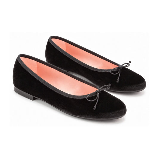 Black Velvet Teens Bow Shoe
