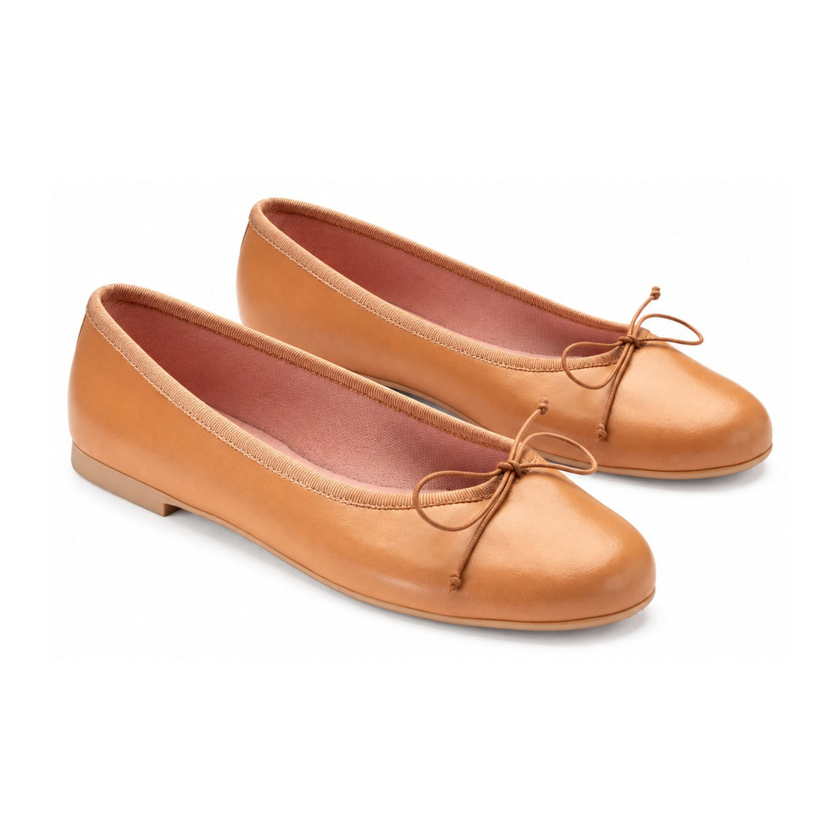 Tan Leather Teens Bow Shoe