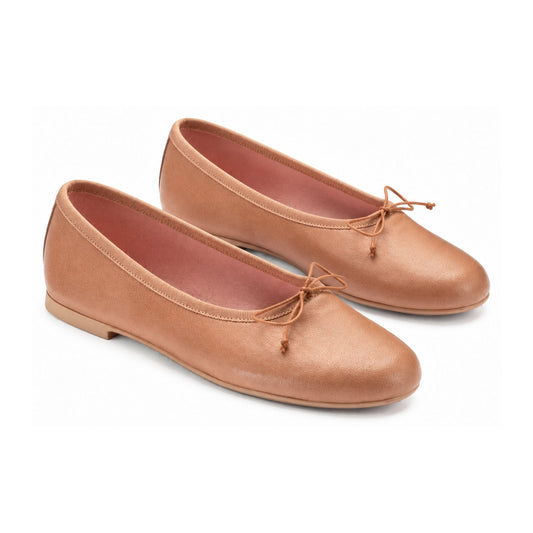 Soft Pink Leather Teens Bow Shoe
