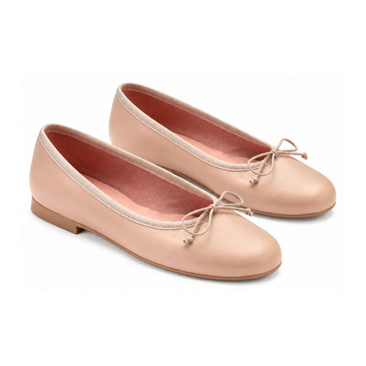 Rose Leather Teens Bow Shoe