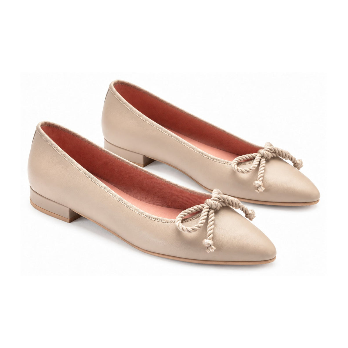 Beige Soft Leather Flats for Teen/Women by Pretty Ballerinas