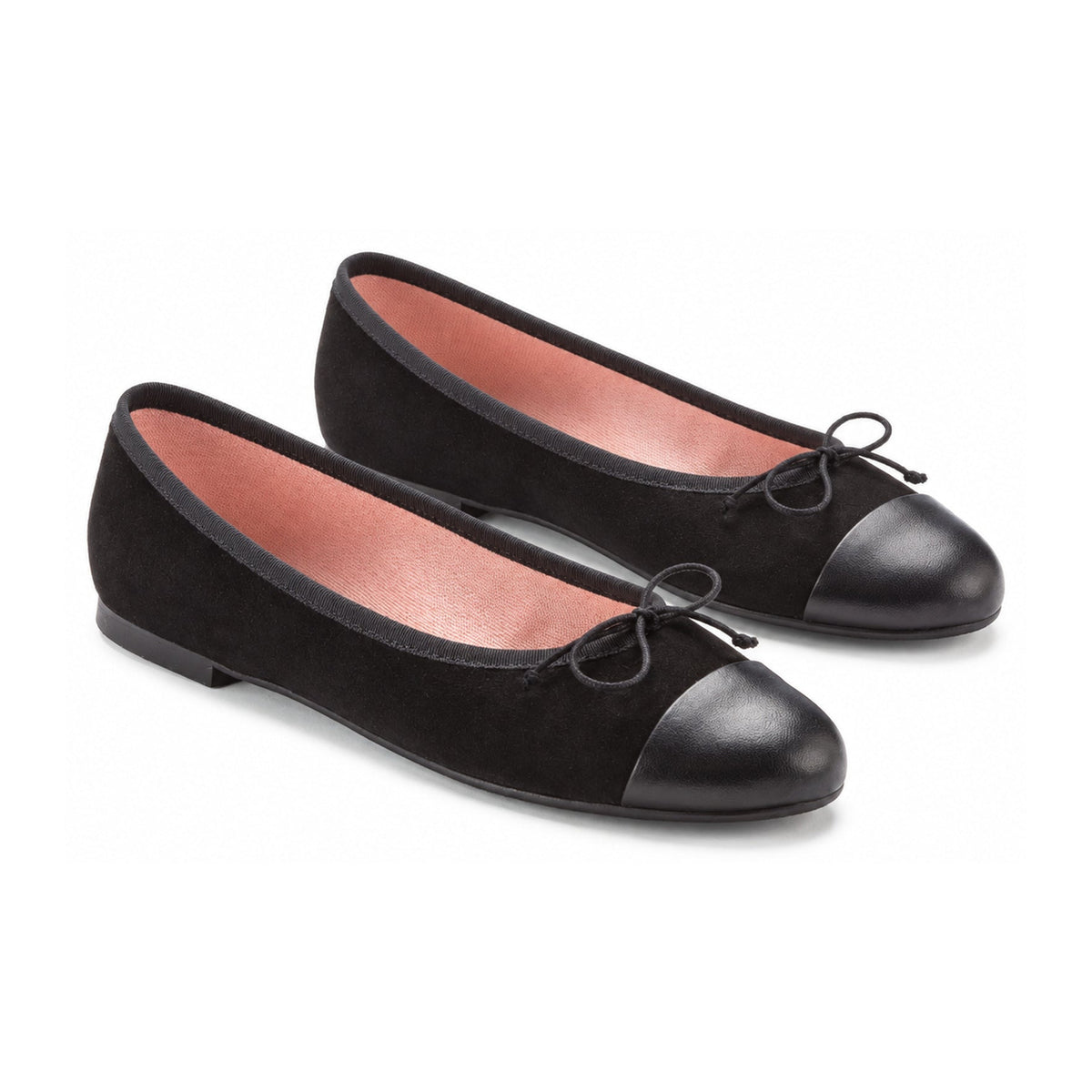 Black Suede Teens Bow Shoe Cap