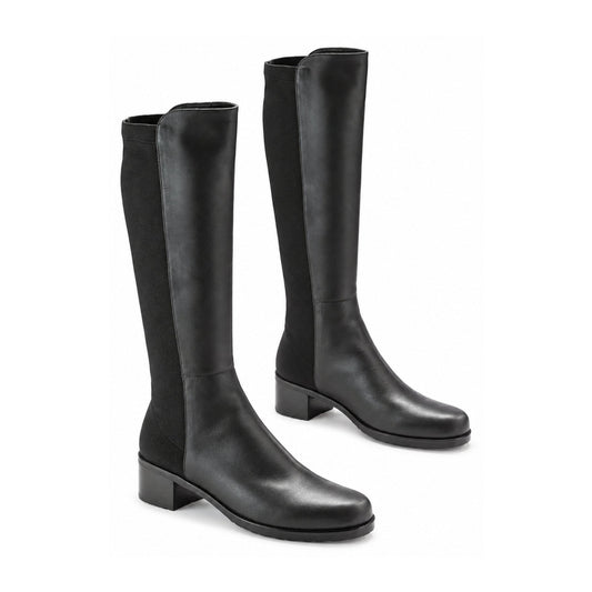 Black Leather Half Half Ladies Boot