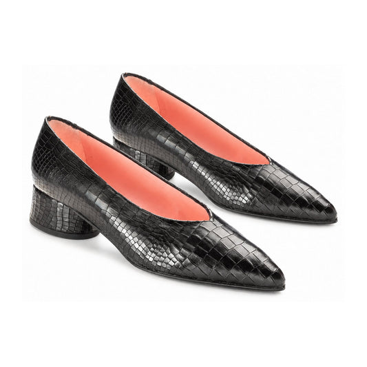 Black Crocodile Teens Heel