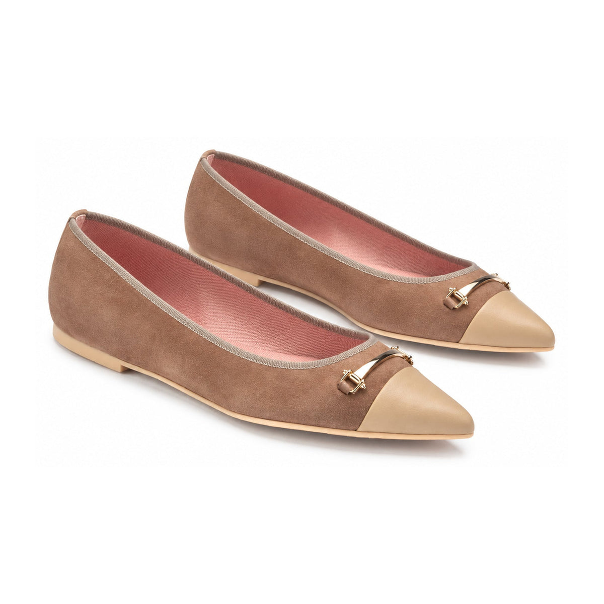 Taupe Suede Teens Hosebit Point Flats