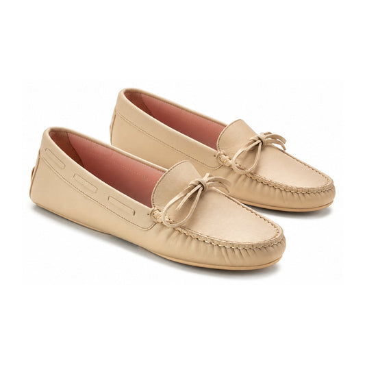 Beige Leather Teens Summer Loafer