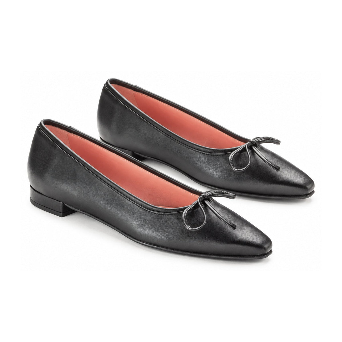 Black Leather Teens Bow Shoe