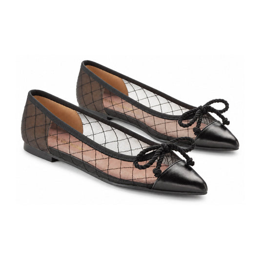 Black Net Net Bow Shoe