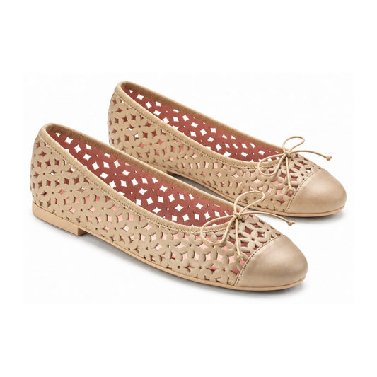 Taupe Leather Teens Bow Shoe for Summer