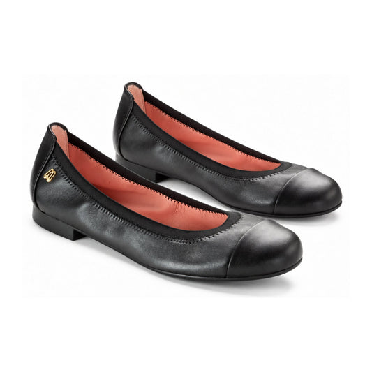 Black Leather Stretch Slip On