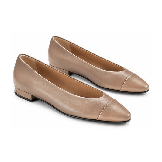 Taupe Leather Teens Strap Slip-On Shoe