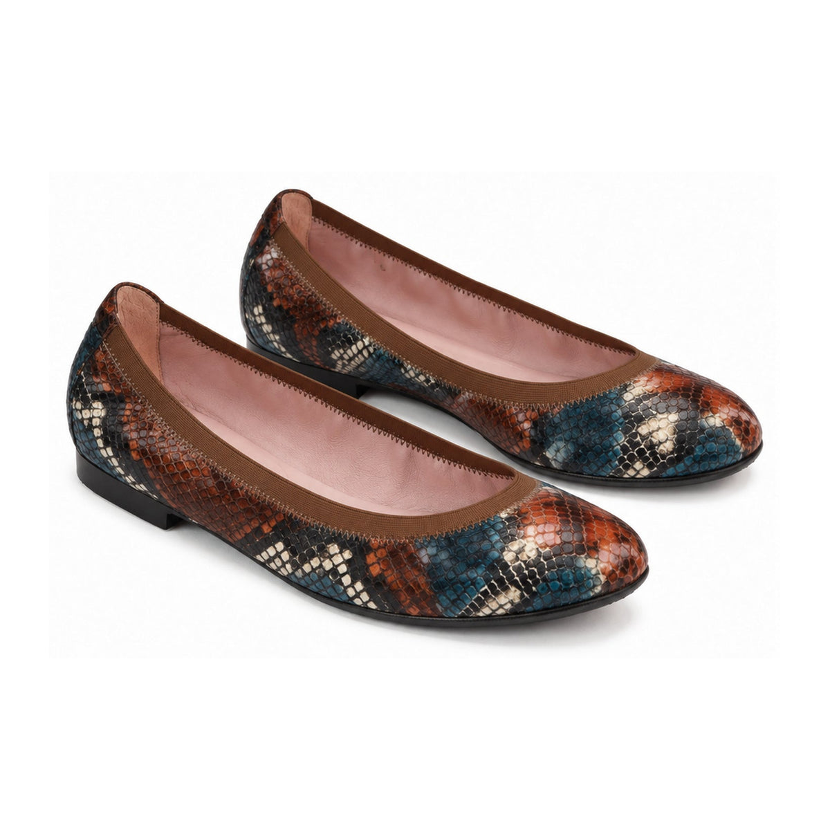 Tan Snake Leather Flats for Teen/Women by Pretty Ballerinas