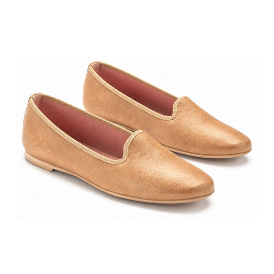 Beige Soft Leather Smoking Loafer for Teen/Women by Pretty Ballerinas