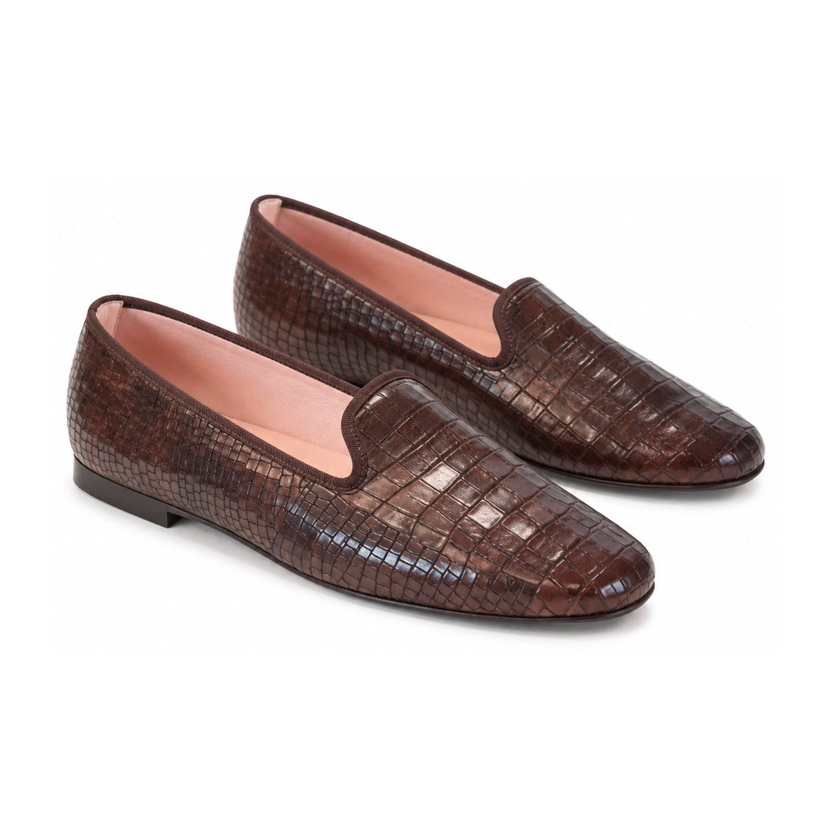 Brown Croc Leather Smoking Loafer for Teen/Women by Pretty Ballerinas