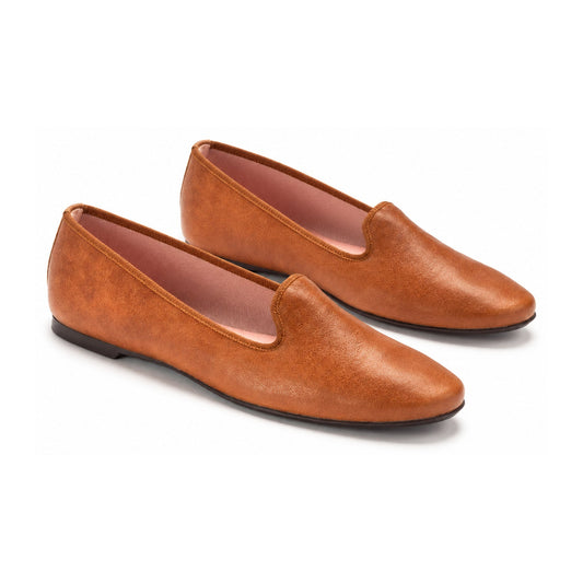 Tan Soft Leather Smoking Loafer for Teen/Women by Pretty Ballerinas