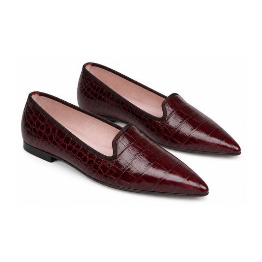 Brown Croc Leather Smoking Loafer for Teen/Women by Pretty Ballerinas