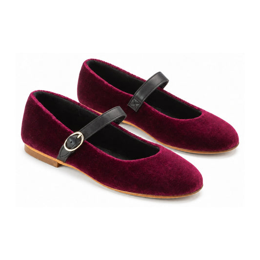Bordo Velvet Girls MaryJane