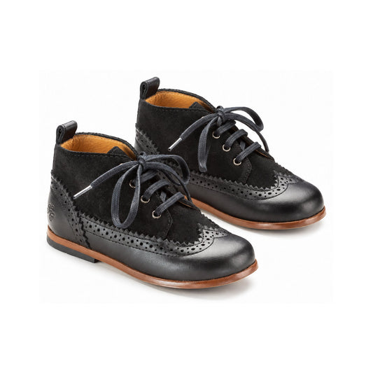 Black Leather Toddler High Shoe